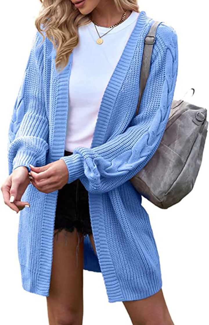Ladies chunky knit kimono cardigan with oversized casual sleeves Lune London
