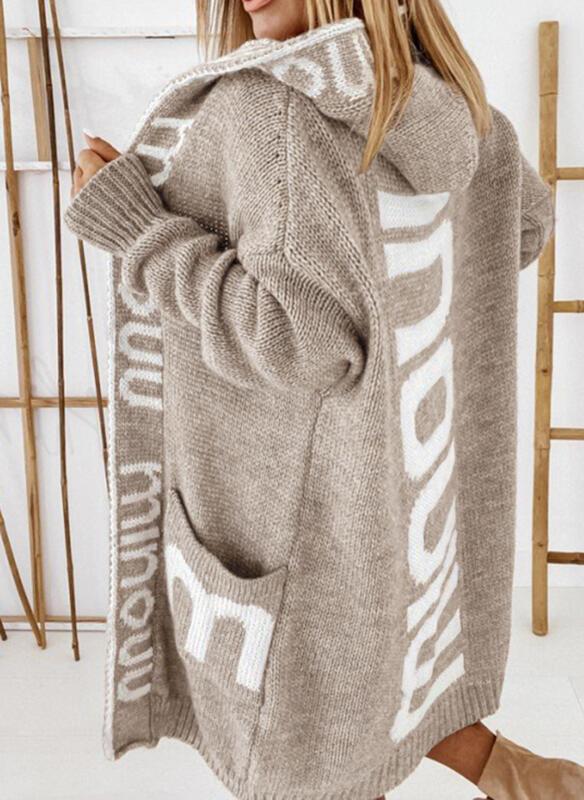 Ladies Oversize Knit Coat with Practical Pocket Design Lune London