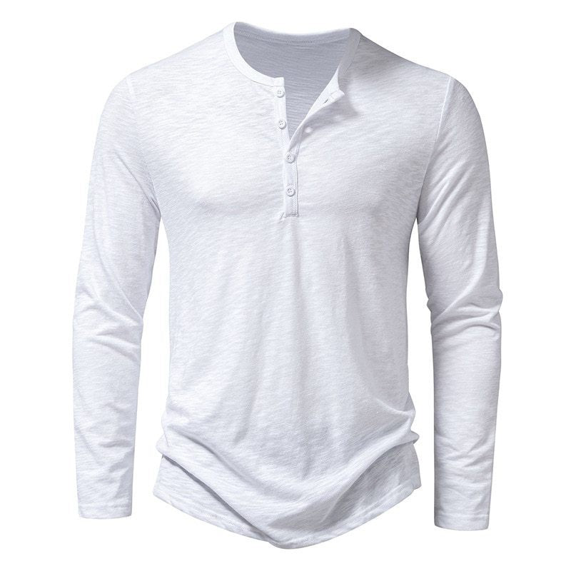 Long sleeve T-shirt for men with a fashionable Henley collar and a comfortable fit Lune London
