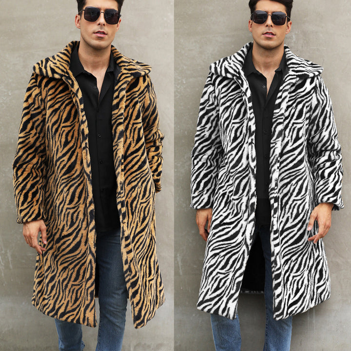Men's tiger stripe faux fur coat Lune London