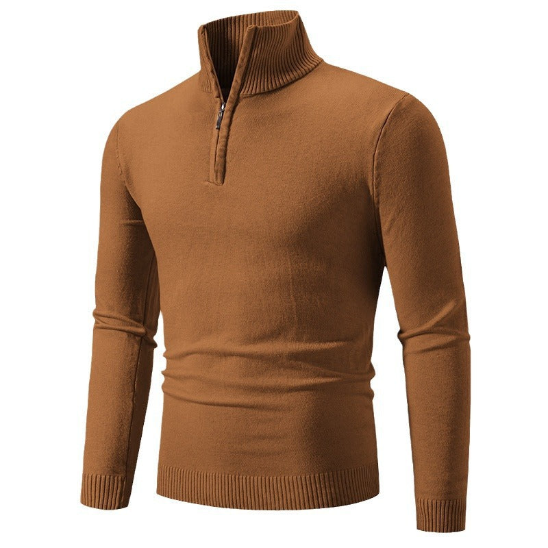 Men's turtleneck sweater with short zip and fine texture Lune London