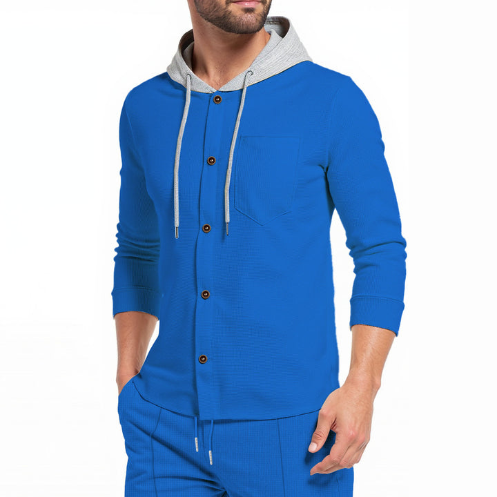 Trendy hooded shirt for men with button placket and practical breast pocket Lune London