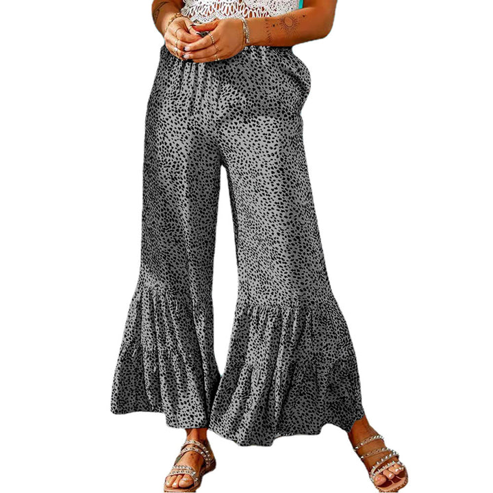 Wide leg palazzo pants for women with a voluminous hem and elastic waistband Lune London