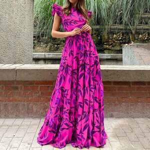 Robe maxi femme avec détails en volants et design floral Chic & Stil