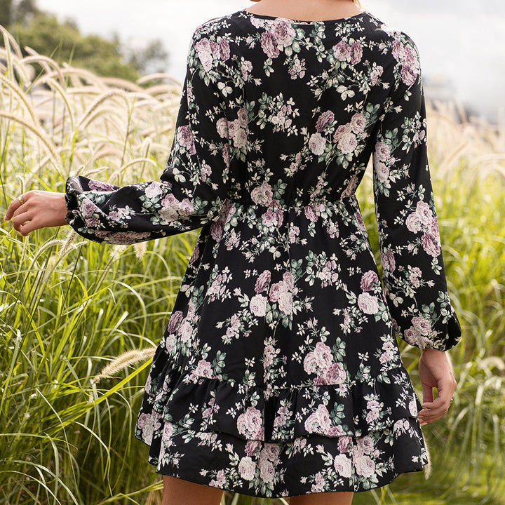 Mini dress for women with floral prints and elegant ruffle details Lune London