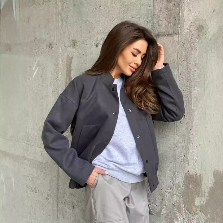 Casual college jacket for women with button closure and pockets Lune London
