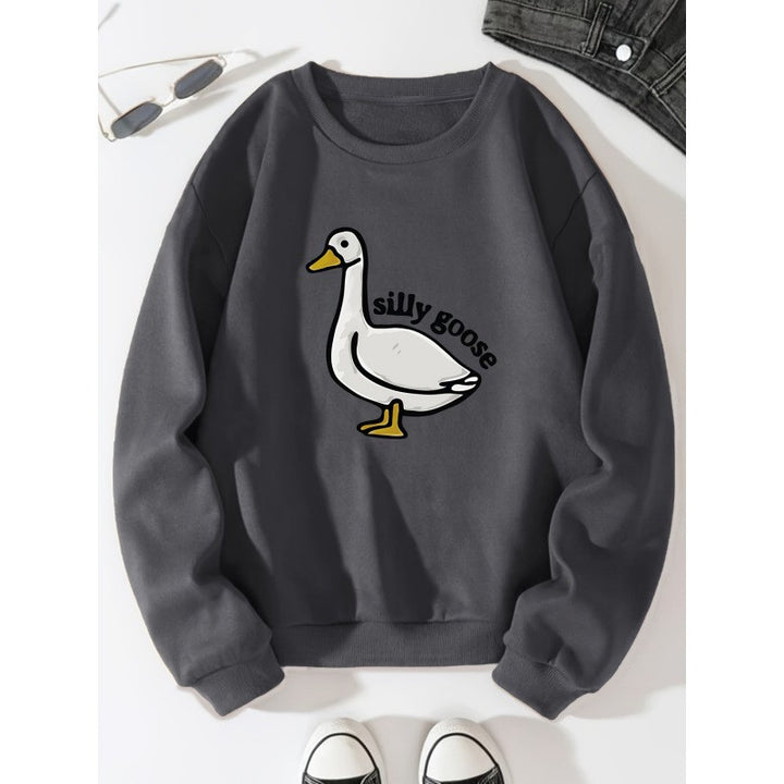 Sweatshirt pour femme avec motif de canard ludique et coupe décontractée Chic & Stil