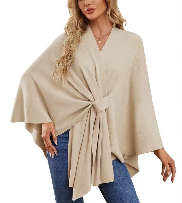 Ladies Elegant Wrapped Sweater with Asymmetrical Cut Lune London