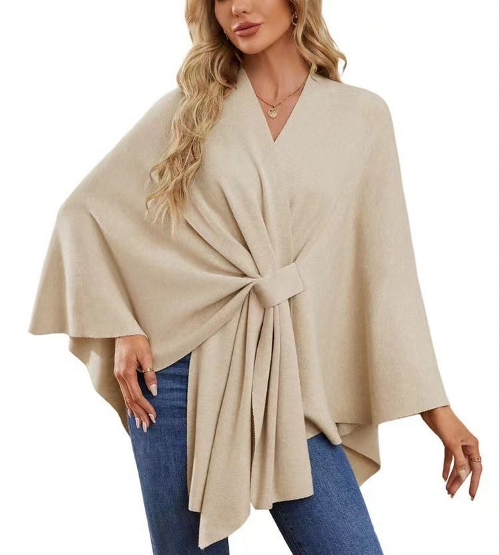 Ladies Elegant Wrapped Sweater with Asymmetrical Cut Lune London