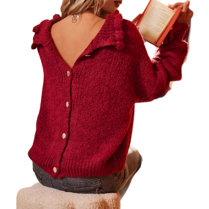 Wool sweater for women with plunging back neckline Lune London