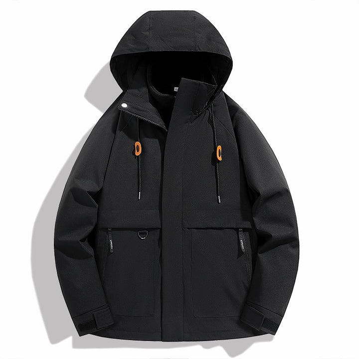 Men's waterproof outdoor jacket with adjustable hood and practical pockets Lune London