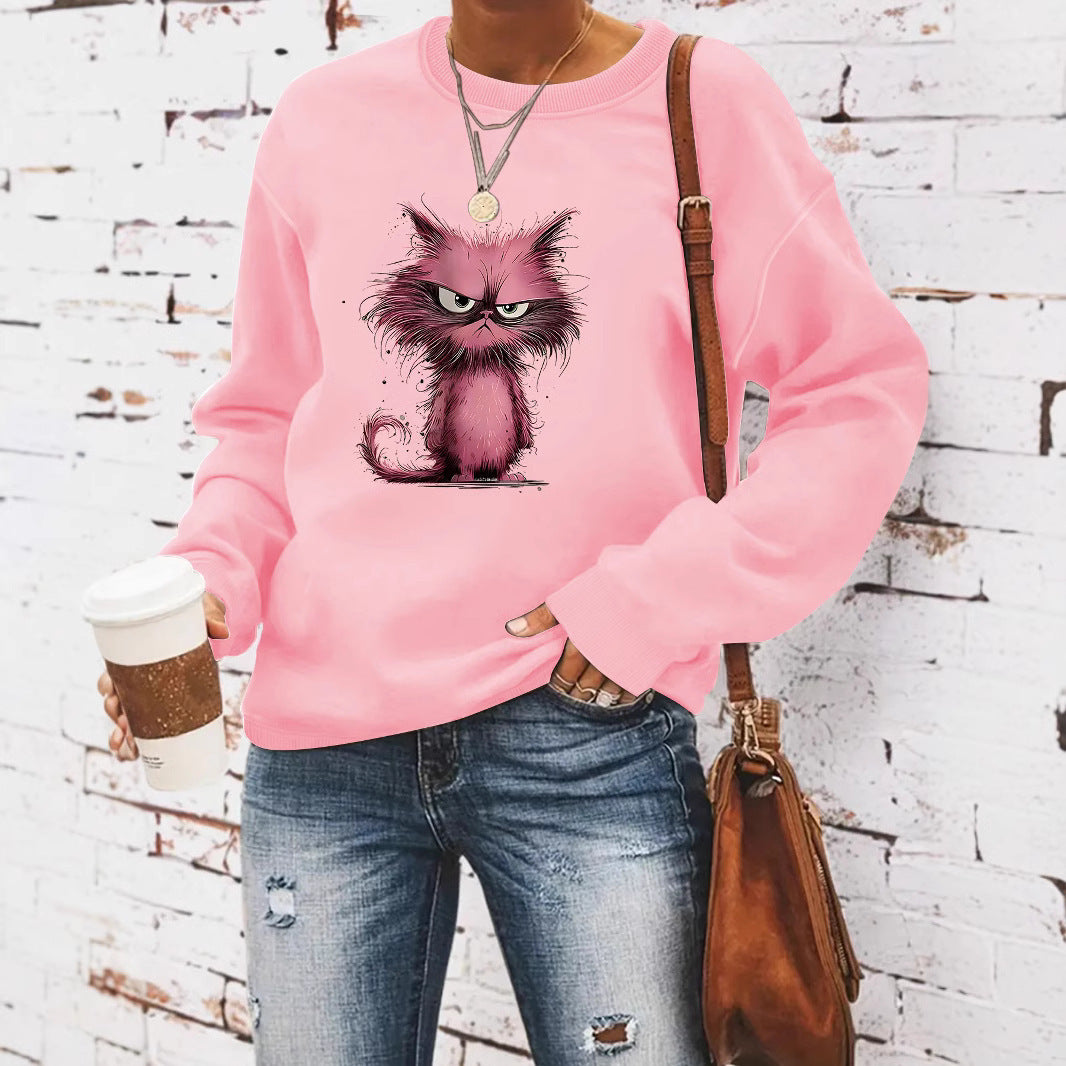 Sweatshirt pour femmes avec motif de chat créatif Chic & Stil