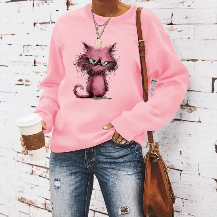 Sweatshirt pour femmes avec motif de chat créatif Chic & Stil