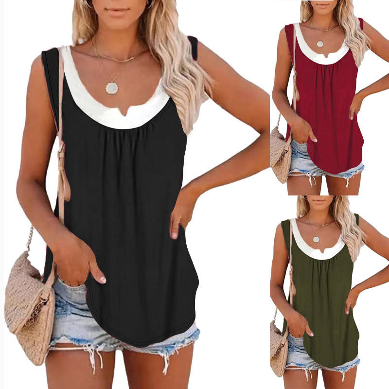 Sleeveless tank top for women with decorative V-neckline and casual fit Lune London