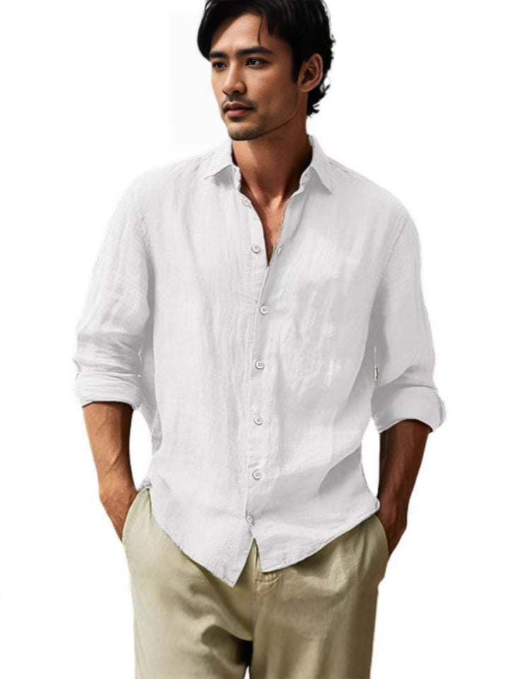 Light linen shirt for men with short button placket and relaxed fit Lune London