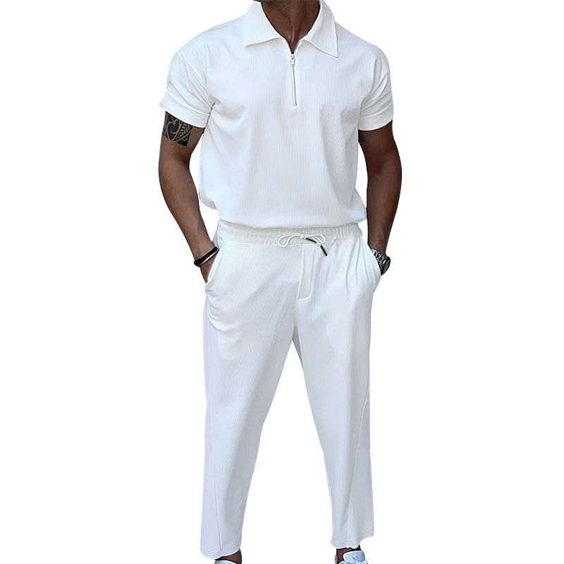 Trendy men's sports set with short zipper and elastic waist Lune London