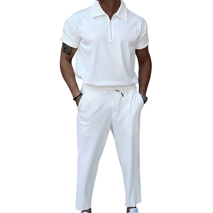Trendy men's sports set with short zipper and elastic waist Lune London