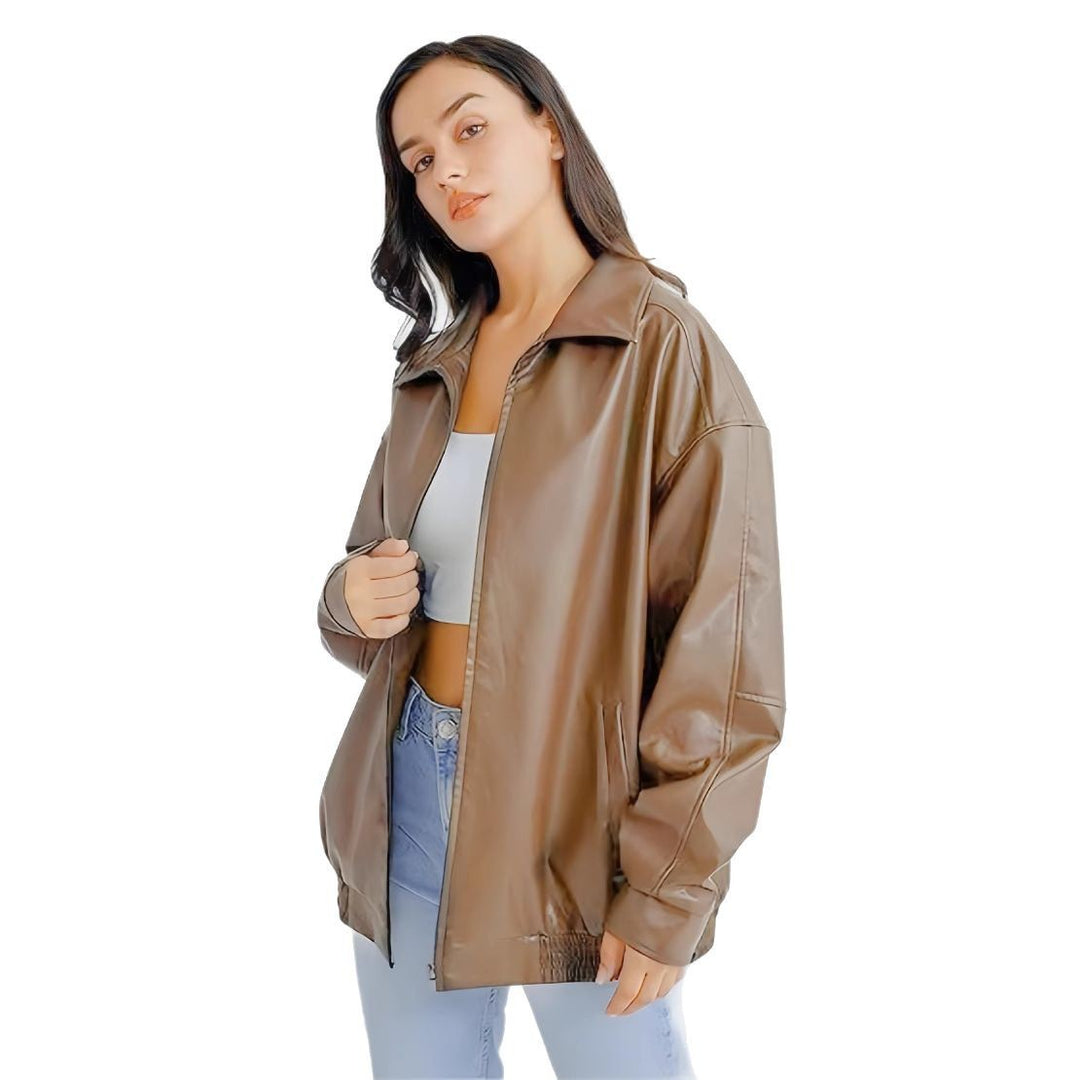 Trendy oversized faux leather women's jacket Lune London