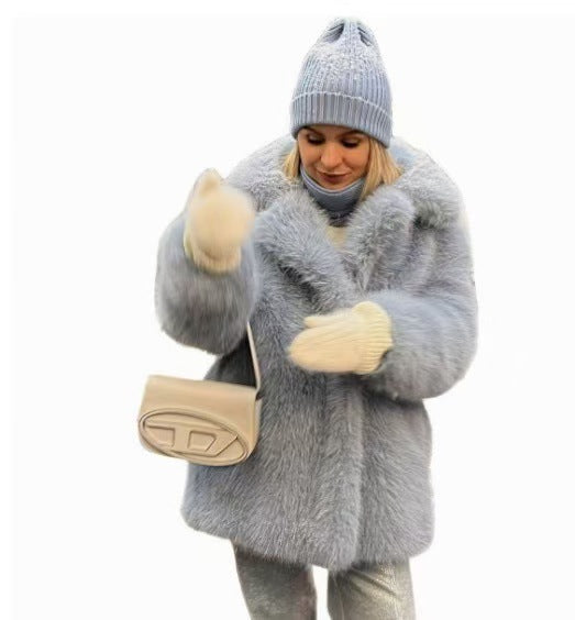 Modern stretch faux fur coat for women Lune London