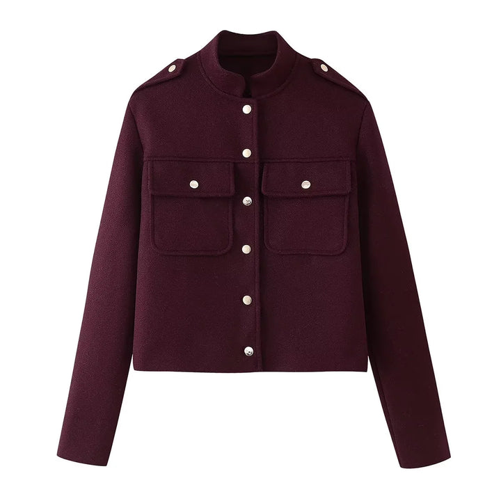 Veste militaire courte pour femmes avec poches et boutons décoratifs Lune London