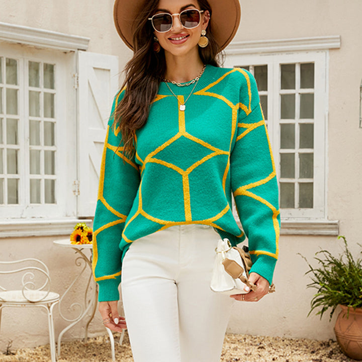 Knitted patterned sweater for women with a modern graphic design Lune London