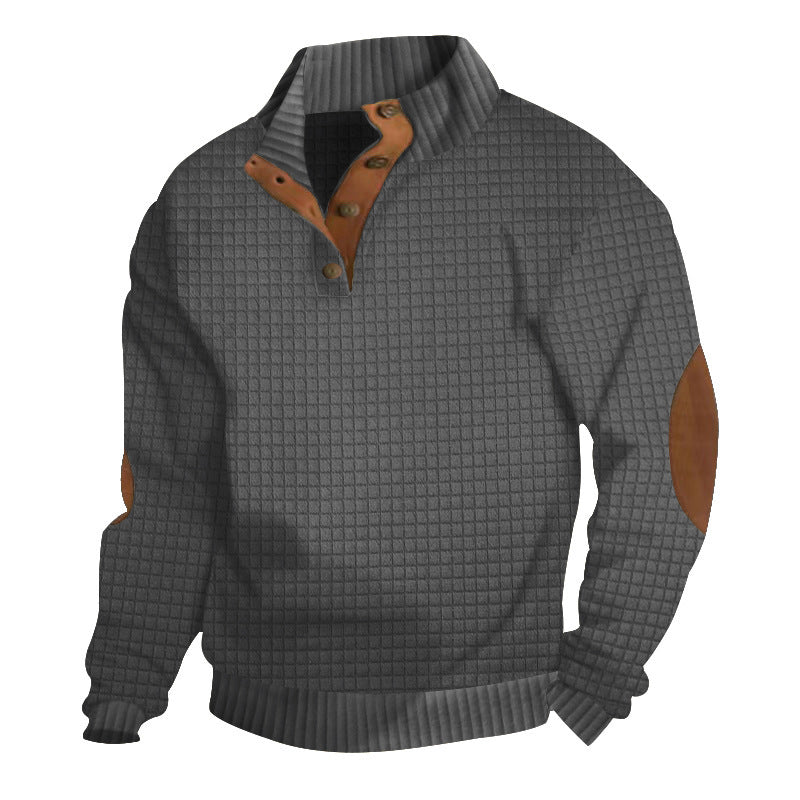 Men Structured Sweater with Leather Accents Lune London