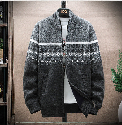 Men's Cardigan with Nordic Pattern and Trendy Zipper Lune London