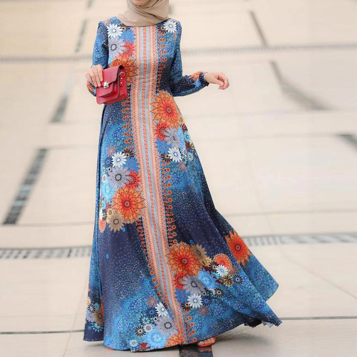 Maxi dress for women with floral accents and elegant, fluid cut Lune London
