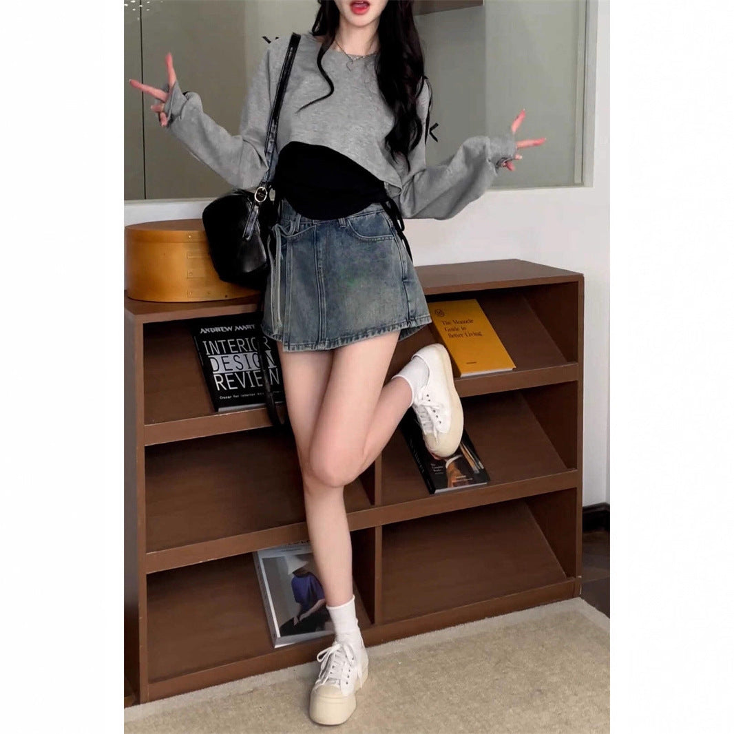 Women's casual oversized crop top with trendy tie bands Chic & Stil