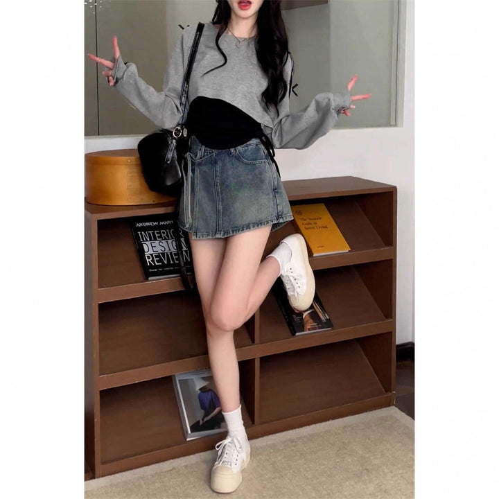 Women's casual oversized crop top with trendy tie bands Chic & Stil