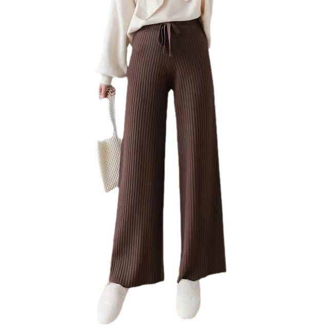 Pantalons en maille côtelée confortables pour femmes avec cordon de serrage à la taille Chic & Stil