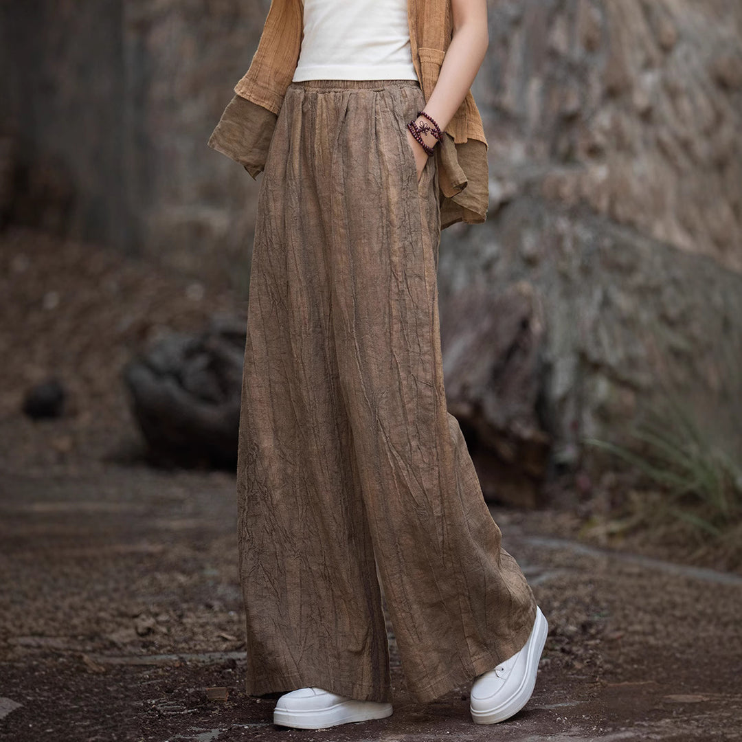 Loose linen pants for ladies with an elegant texture Lune London