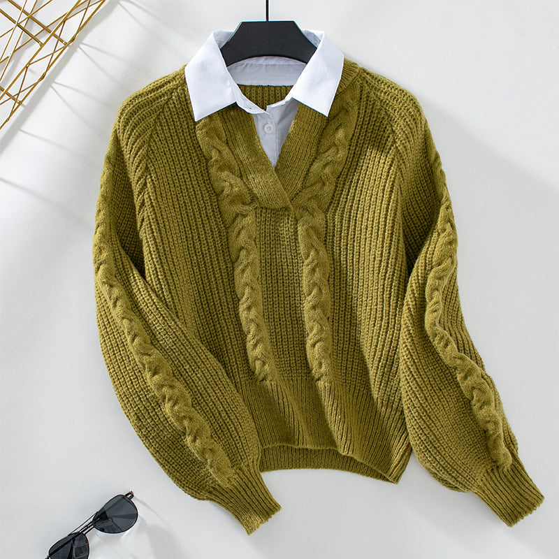 Knit sweater for women with twisted design and modern collar Lune London
