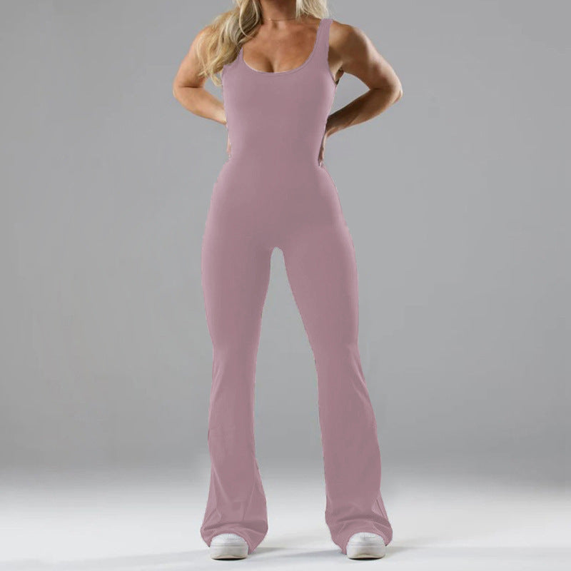 Ladies Flared Sport Jumpsuit with Soft Material Lune London