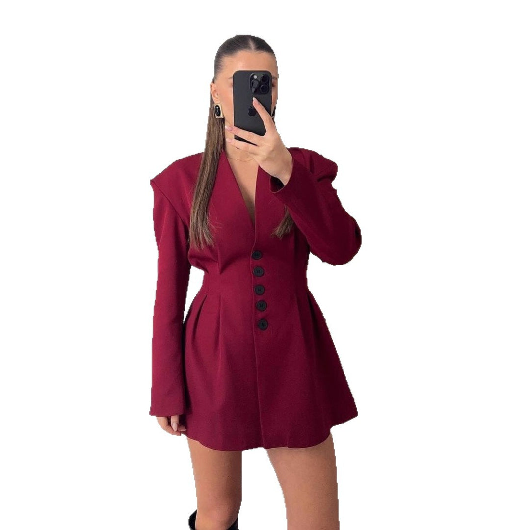 Elegantly tailored blazer dress for women with a fitted waist and puff sleeves Lune London
