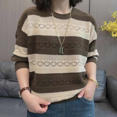 Pull en tricot pour femmes avec un motif ajouré à la mode et une coupe décontractée Lune London