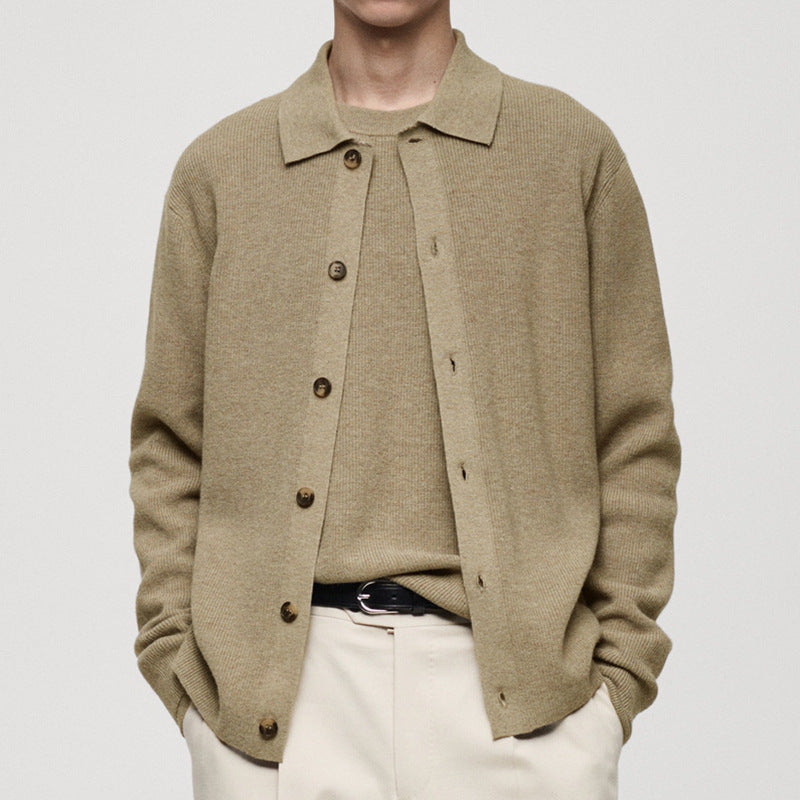 Men's knitted jacket with modern collar and high-quality buttons Lune London