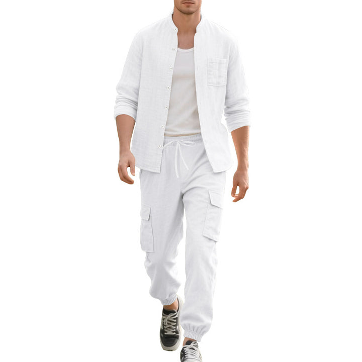 Comfortable Men's Cargo Shorts and Casual Long Sleeve Shirt Lune London