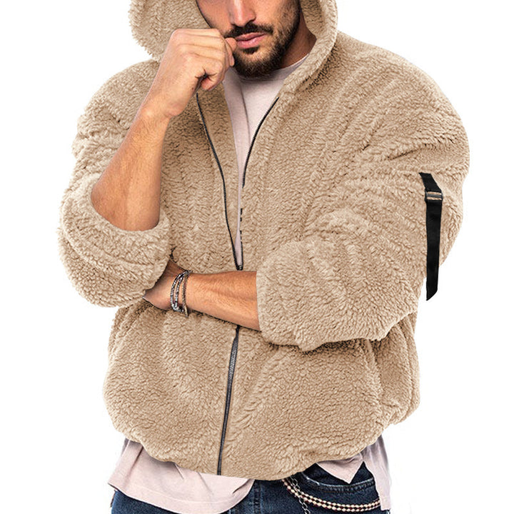 Comfortable hooded jacket for men in teddy fleece Lune London