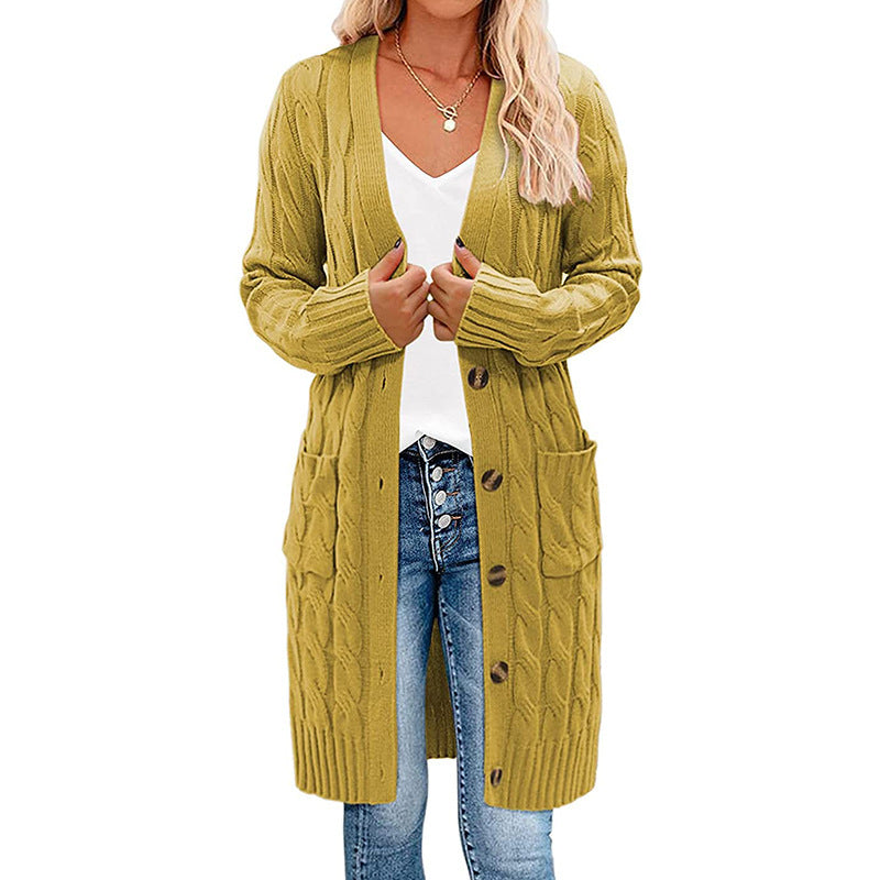 Cardigan en tricot chunky pour femmes avec poches à rabat et fermeture à boutons Chic & Stil
