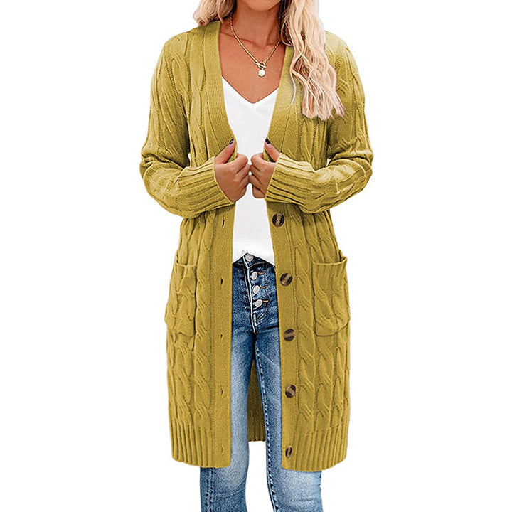 Cardigan en tricot chunky pour femmes avec poches à rabat et fermeture à boutons Chic & Stil