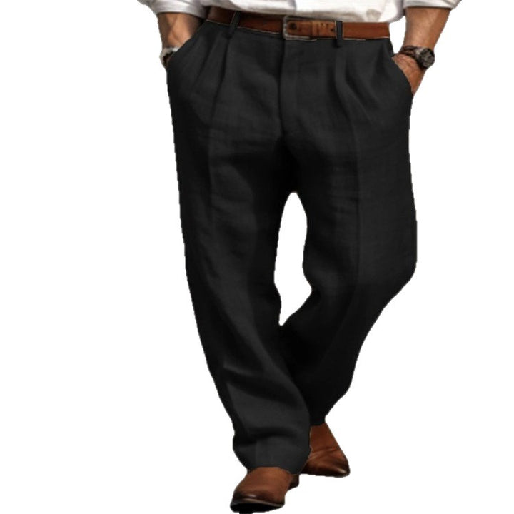 Pantalon en lin élégant pour hommes avec coupe slim et deux poches pratiques à ouverture italienne Lune London