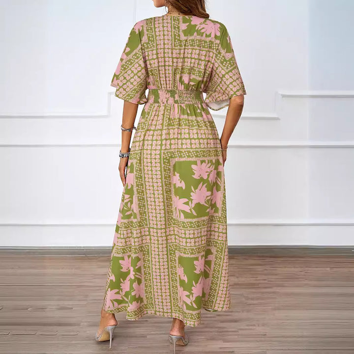 Elegant Maxi Dress for Women with Deep V Neckline and Chic Side Slit
