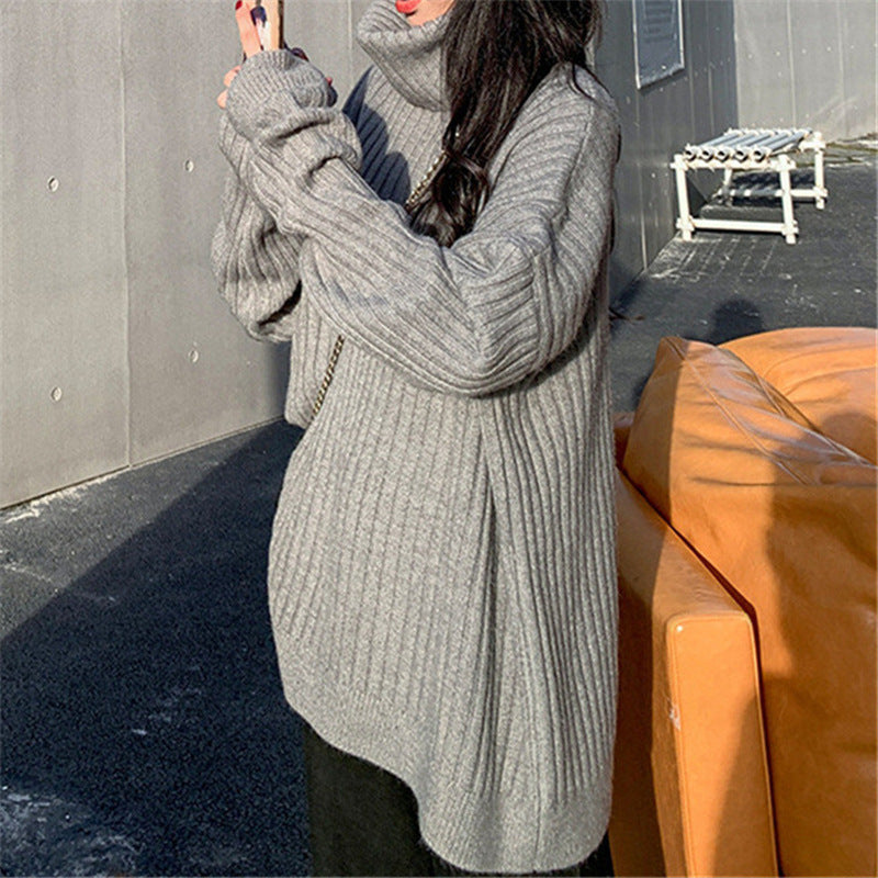 Pull turtleneck élégant et confortable pour femmes avec texture côtelée Chic & Stil