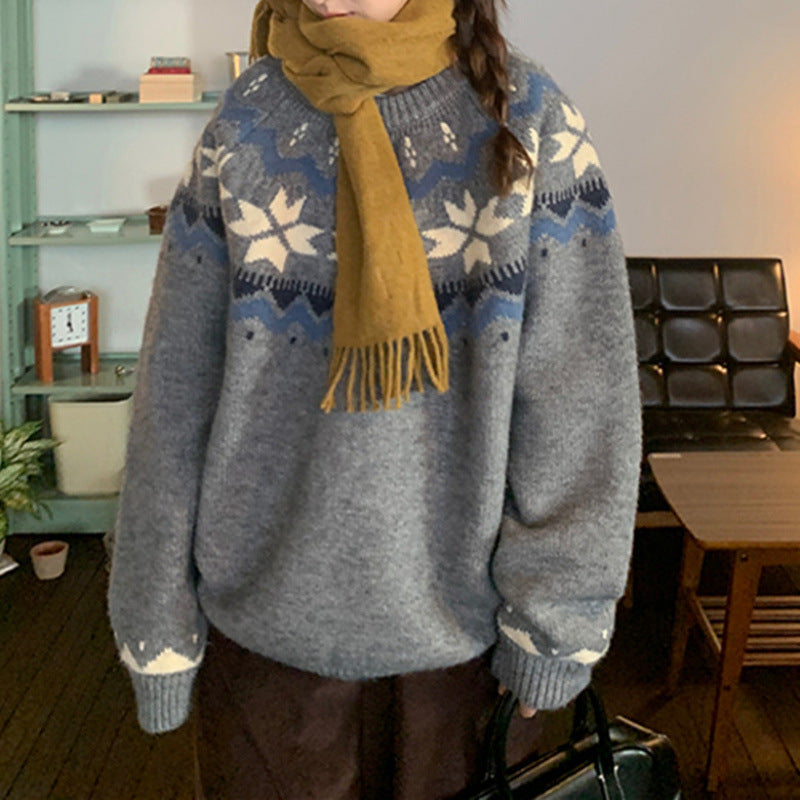 Pull confortable pour femmes avec motif d'hiver Chic & Stil