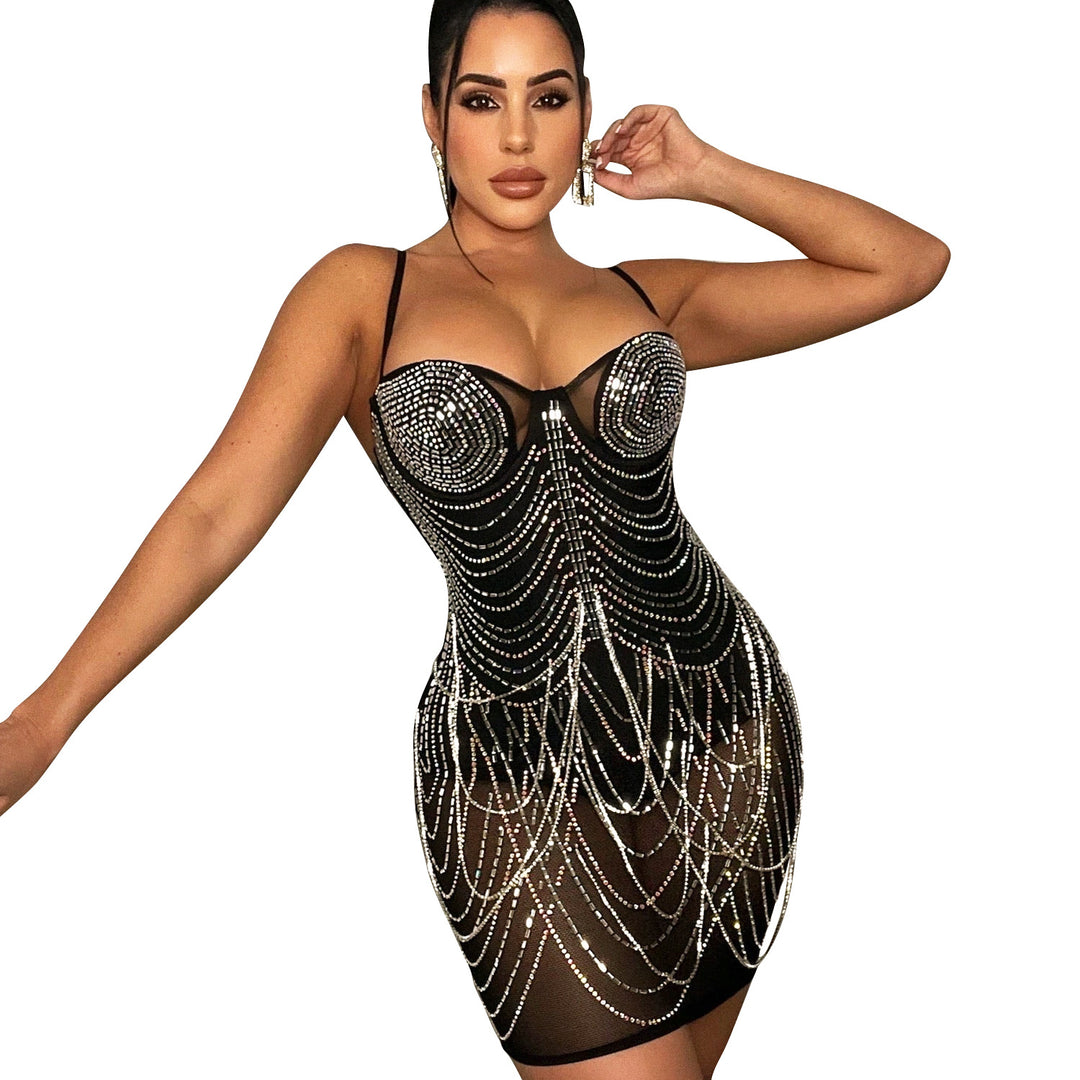 Shimmering pearl mini bodycon dress for women Lune London