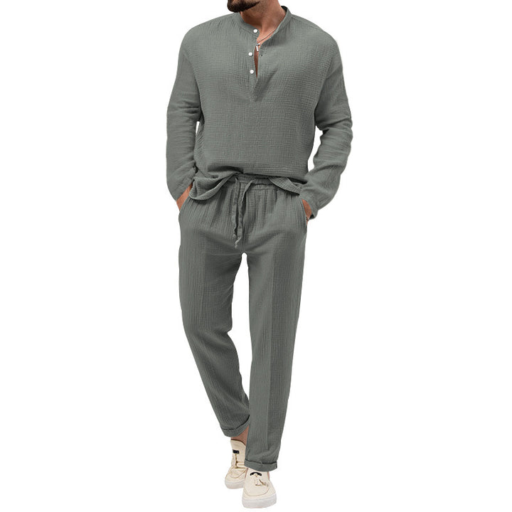 Casual men's outfit with button placket and elastic waistband Lune London