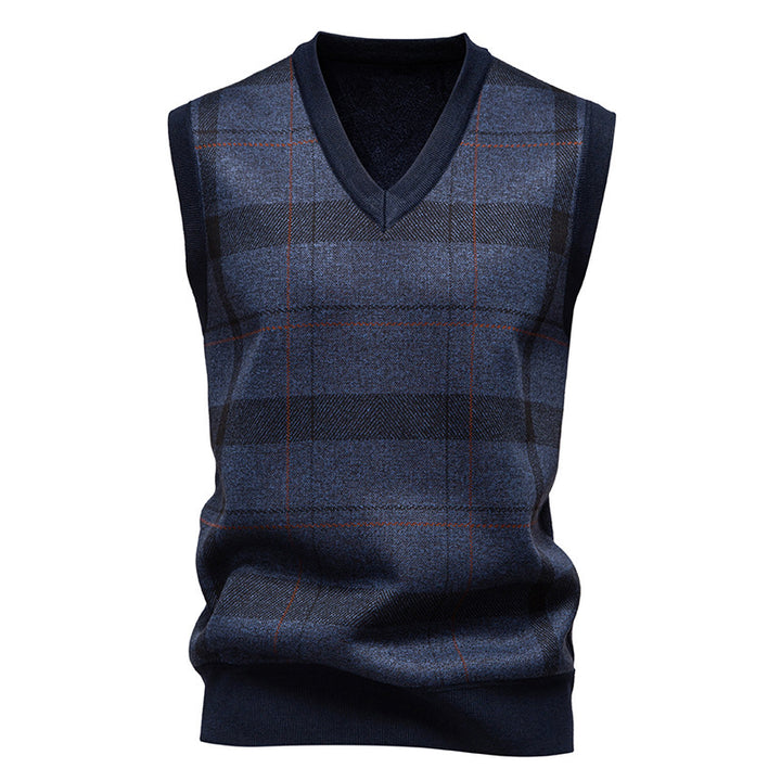 Knitted vest for men with a modern checkered pattern Lune London