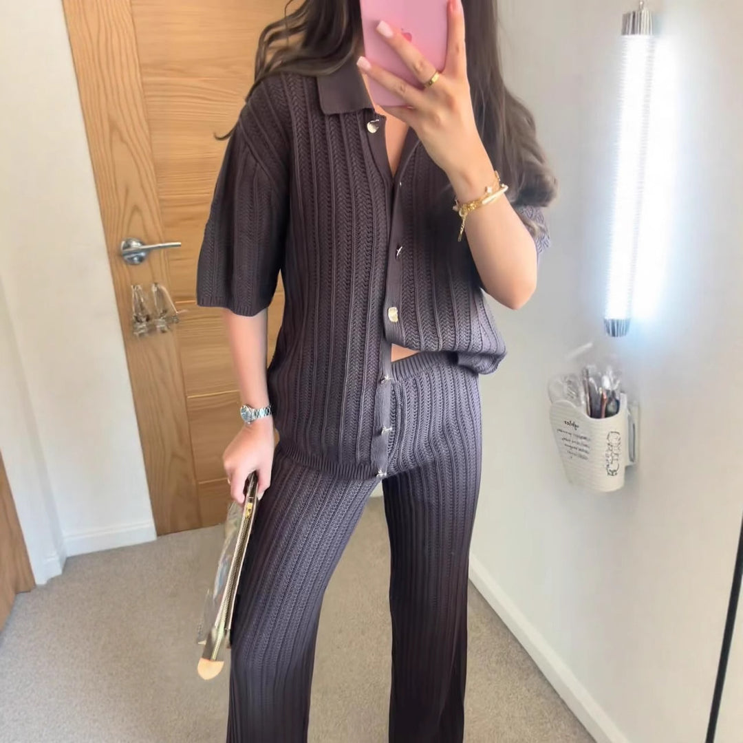 Pants for women with wide elastic waist and stylish stripes Lune London