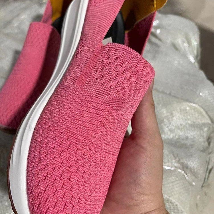 Breathable slip-on sneakers for women with non-slip sole and flexible knit upper Lune London
